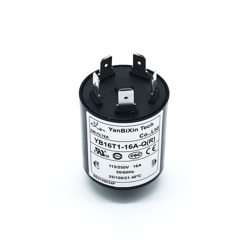 220V 16A airconditioner EMI-filter YB16T1 Fast On Terminal Power Filter Zwarte plastic behuizing