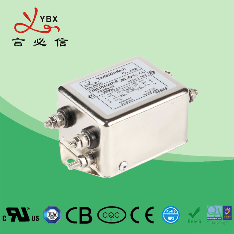 Industriële EMI EMC de Filter Hoge Prestaties YB22D4 20A 250VAC van de Machtslijn