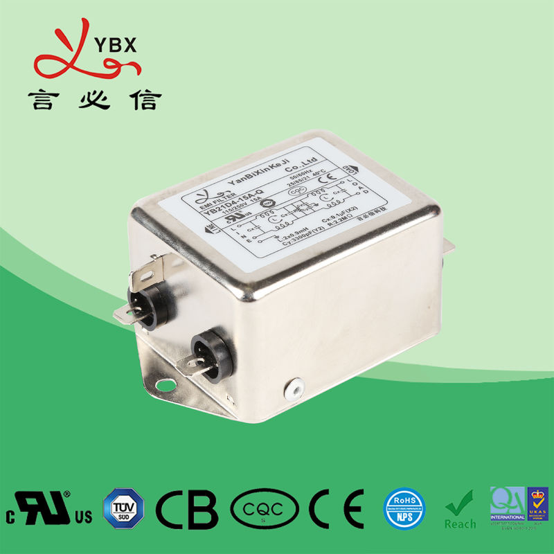 Industriële EMI EMC de Filter Hoge Prestaties YB22D4 20A 250VAC van de Machtslijn