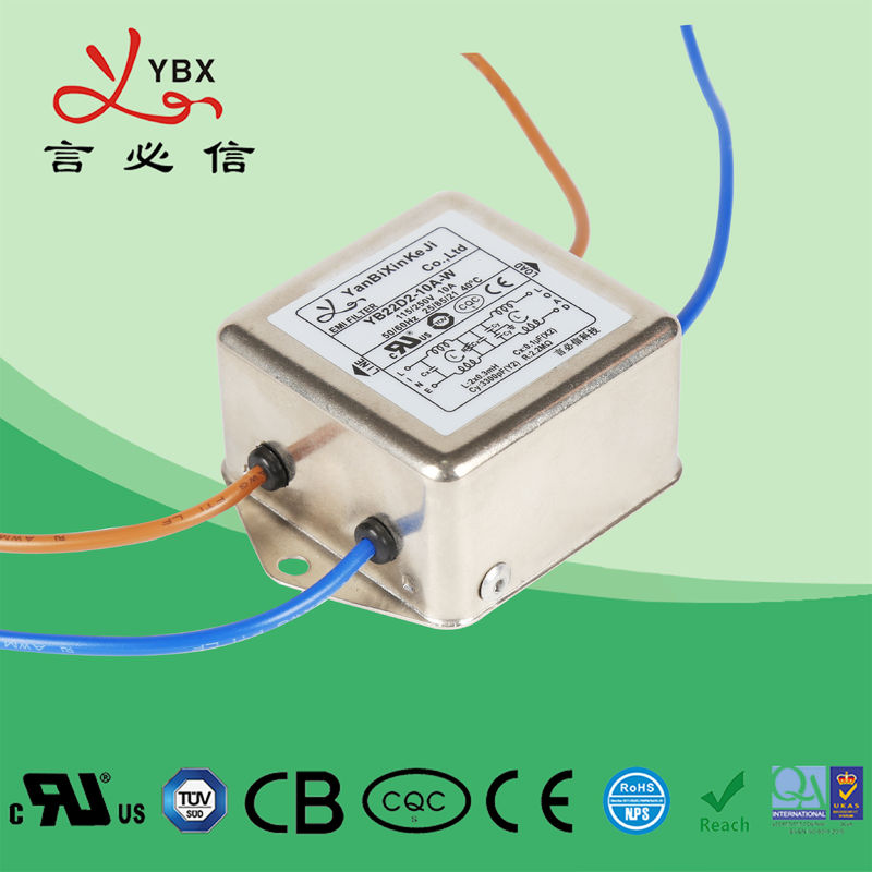 van het de Wisselstroomlawaai van 10A 2.5KW van de de Filteryb12d2 Enige Fase de toestellen van EMI Filter For Home